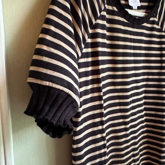 Sundays Perry Dress Black Tan Stripe Sweatshirt Sweater Dress Raglan Anthro - Picture 8 of 8